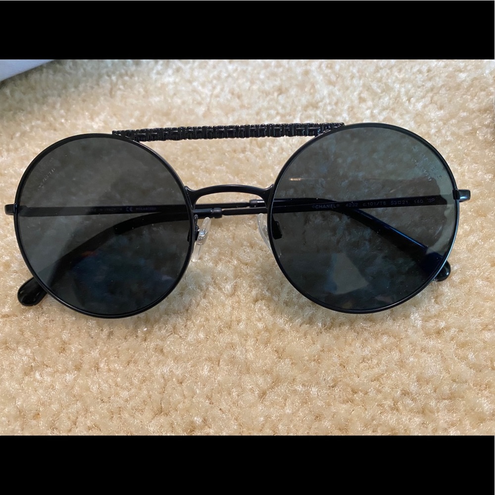 Chanel black round sunglasses